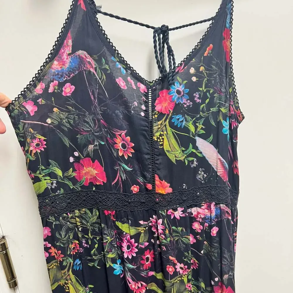 Next Beachwear Black and Floral Lace Dress - Maxi Size UK 10 - Picture 3 of 12